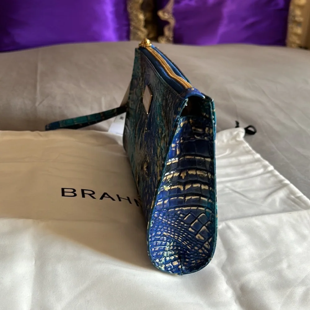 Brahmin Millie Wristlet Phthalo/Blue Leather - Picture 6 of 6